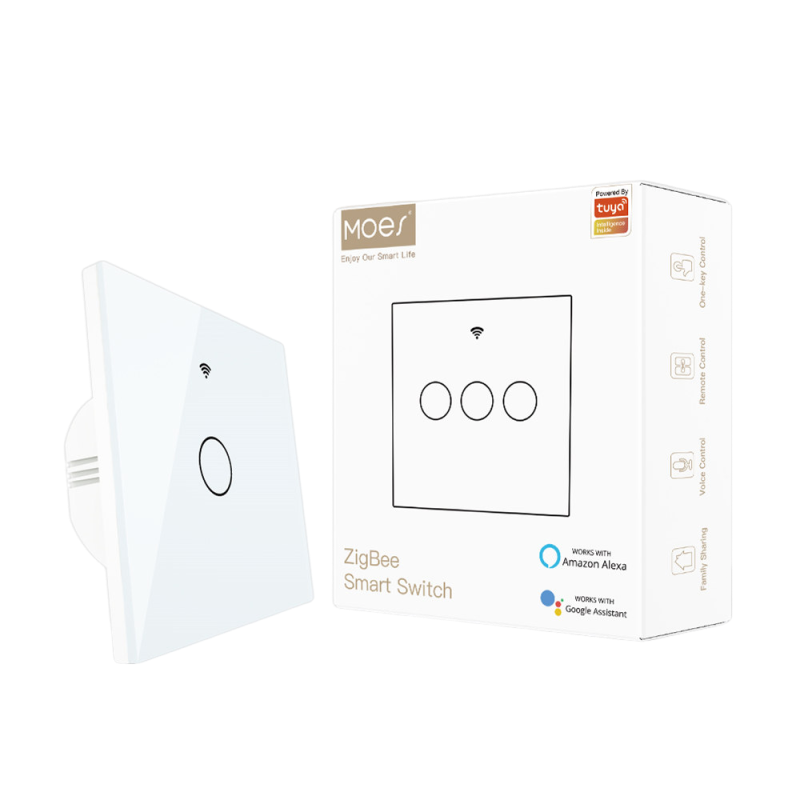 MOES ZigBee Crystal Glass Wall Touch Smart Light S01