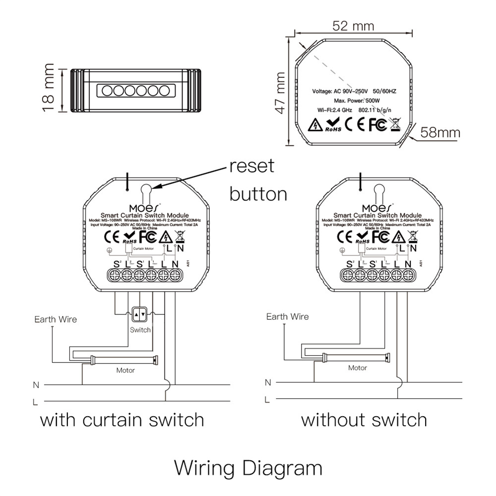 Moes WiFi Mini DIY RF433 Smart Roller Blinds Shutt04